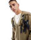 【送料無料】 エイソス メンズ カーディガン アウター ASOS DESIGN relaxed knit ribbed cardigan in open kni...