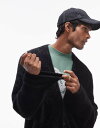 【送料無料】 トップマン メンズ カーディガン アウター Topman black fluffy cardigan Black
