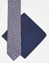 【送料無料】 エイソス メンズ ネクタイ アクセサリー ASOS DESIGN slim tie and pocket square in pink and n...