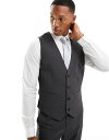 【送料無料】 エイソス メンズ タンクトップ トップス ASOS DESIGN skinny suit vest in charcoal CHARCOAL
