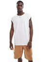 【送料無料】 ブレーブソウル メンズ タンクトップ トップス Brave Soul oversized raw edge tank top in white W...