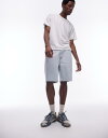 【送料無料】 トップマン メンズ ハーフパンツ・ショーツ ボトムス Topman wide leg raw hem denim short in bleach ...