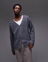 【送料無料】 トップマン メンズ カーディガン アウター Topman relaxed brushed boucle cardigan in green and...