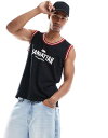 【送料無料】 エイソス メンズ タンクトップ トップス ASOS DESIGN relaxed tank top in black with front cit...