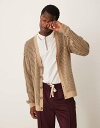 【送料無料】 エイソス メンズ カーディガン アウター ASOS DESIGN knitted relaxed cardigan with plated rib...