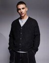 【送料無料】 エイソス メンズ カーディガン アウター ASOS DESIGN relaxed boxy fluffy knit cardigan in hea...