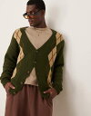 【送料無料】 エイソス メンズ カーディガン アウター ASOS DESIGN relaxed fluffy knitted cardigan with arg...
