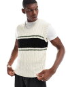 【送料無料】 エイソス メンズ タンクトップ トップス ASOS DESIGN relaxed boxy knitted tank top with strip...