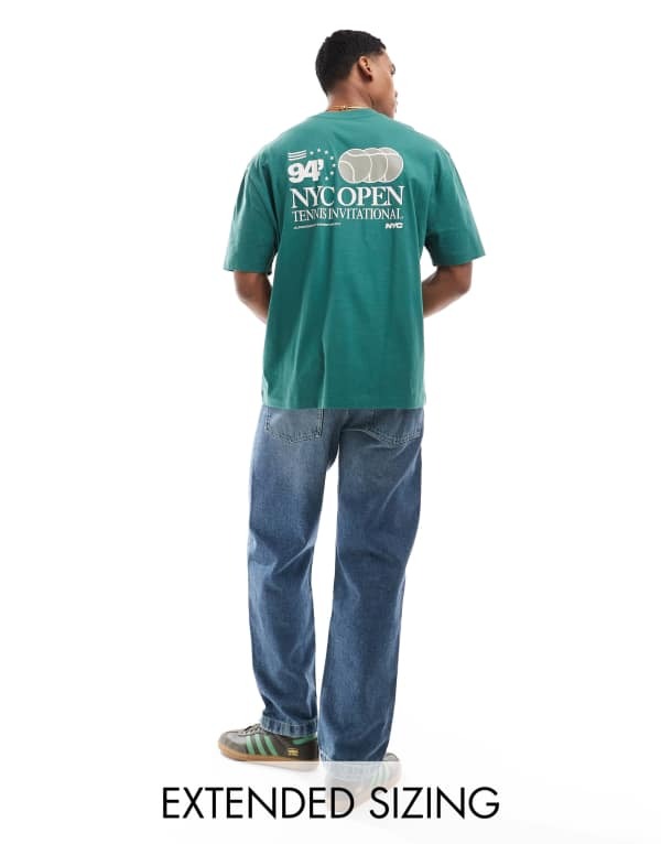 ̵   T ȥåץ ASOS DESIGN oversized T-shirt in green with ...