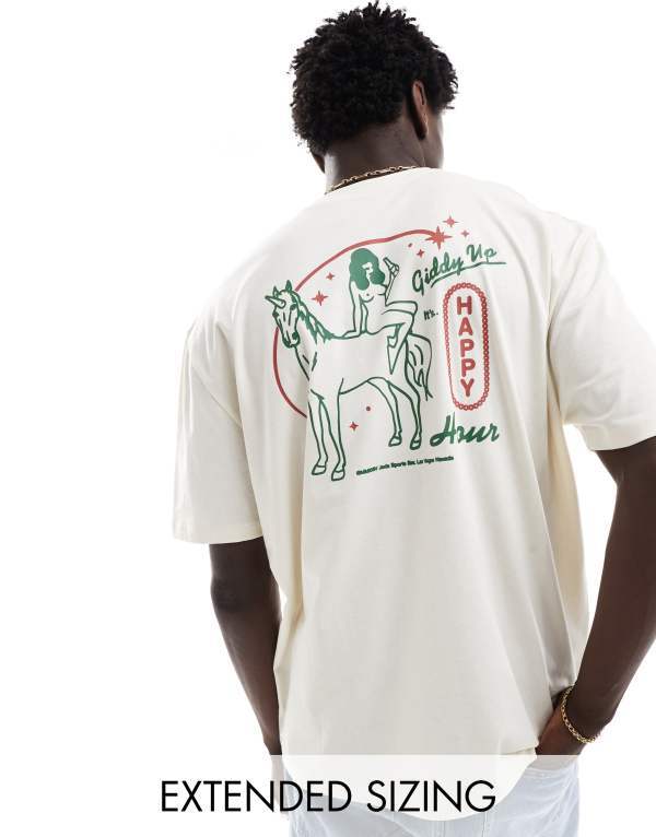 ̵   T ȥåץ ASOS DESIGN oversized t-shirt in off white w...