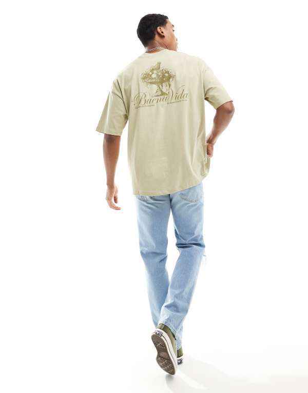 ̵   T ȥåץ ASOS DESIGN oversized T-shirt in green with ...