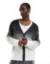 【送料無料】 コルージョン メンズ カーディガン アウター COLLUSION fluffy button up ombre cardigan in gray ...