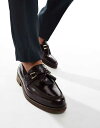 【送料無料】 エイソス メンズ スリッポン・ローファー シューズ ASOS DESIGN loafers in burgundy leather with ta...