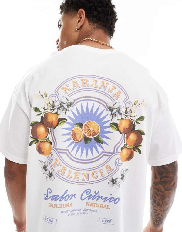 ̵   T ȥåץ ASOS DESIGN oversized t-shirt with orange ba...