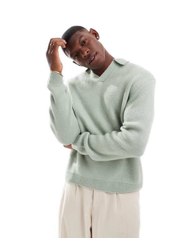̵   ˥åȡ  ASOS DESIGN oversized brushed knit notch...
