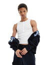 【送料無料】 コルージョン メンズ ベスト トップス COLLUSION rib slim fit button tank top in white WHITE(4)