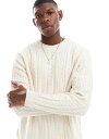 【送料無料】 エイソス メンズ ニット・セーター アウター ASOS DESIGN relaxed slouchy crew neck cable knit sweater in white CREAM
