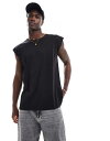 【送料無料】 ブレーブソウル メンズ タンクトップ トップス Brave Soul oversized raw edge tank top in black B...
