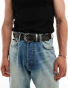 【送料無料】 エイソス メンズ ベルト アクセサリー ASOS DESIGN distressed faux leather belt with buckle detail in washed brown Washed Brown