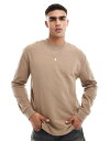 【送料無料】 コットンオン メンズ Tシャツ トップス Cotton On loose fit ribbed long sleeve t-shirt in taupe Taupe