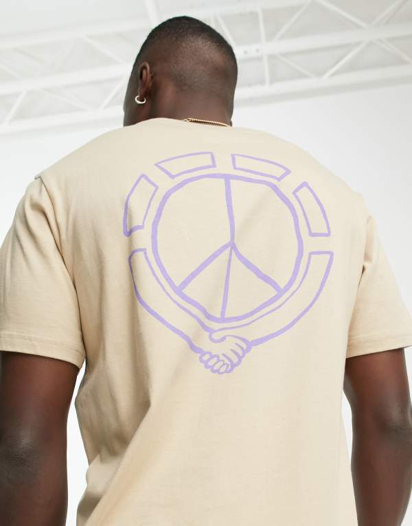 ̵   T ȥåץ Element collab back print T-shirt in cream ...