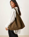 【送料無料】 エイソス レディース トートバッグ バッグ ASOS DESIGN Faux Suede scoop tote bag in khaki Khaki(4)
