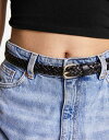 【送料無料】 ピーシーズ レディース ベルト アクセサリー Pieces plaited faux leather belt with gold buckle ...