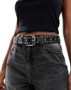 【送料無料】 エイソス レディース ベルト アクセサリー ASOS DESIGN studded waist and hip jeans belt in bla...