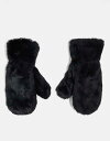 【送料無料】 ピーシーズ レディース 手袋 アクセサリー Pieces faux fur mittens in black Black