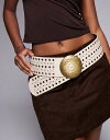 【送料無料】 サウスビーチ レディース ベルト アクセサリー South Beach wide studded belt in pale pink PINK