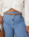 【送料無料】 エイソス レディース ベルト アクセサリー ASOS DESIGN CURVE faux suede waist and hip skinny belt in tan Tan(4)