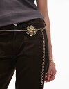 【送料無料】 マンゴ レディース ベルト アクセサリー Mango flower chain belt in gold GOLD