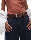 【送料無料】 マンゴ レディース ベルト アクセサリー Mango stud detail leather belt in brown BROWN