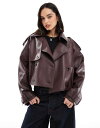 【送料無料】 エイソス レディース コート アウター ASOS DESIGN leather look bomber trench coat in chocolate Brown