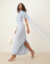 【送料無料】 エイソス レディース ワンピース トップス ASOS DESIGN embroidered cape train maxi dress in ba...