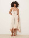 【送料無料】 エイソス レディース ワンピース トップス ASOS DESIGN contrast embroidered cami midi dress wi...