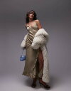 【送料無料】 トップショップ レディース ワンピース トップス Topshop twist shoulder exposed seam midi slip dress in soft gold satin Soft gold(4)