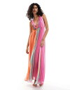 【送料無料】 マンゴ レディース ワンピース トップス Mango stripe v neck maxi dress in multi Multi