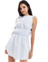 【送料無料】 コルージョン レディース ワンピース トップス COLLUSION poplin mini dress with shirred tie deta...
