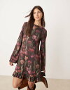 【送料無料】 エイソス レディース ワンピース トップス ASOS DESIGN long sleeve frill and open back mini dr...