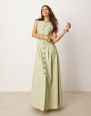 【送料無料】 エイソス レディース ワンピース トップス ASOS DESIGN slash neck button down vest maxi dress ...