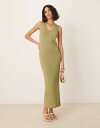 【送料無料】 エイソス レディース ワンピース トップス ASOS DESIGN knit scoop neck textured midaxi dress in green Green(4)