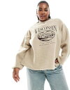 【送料無料】 エイソス レディース パーカー・スウェット アウター ASOS DESIGN Curve wisconsin embroidered borg s...