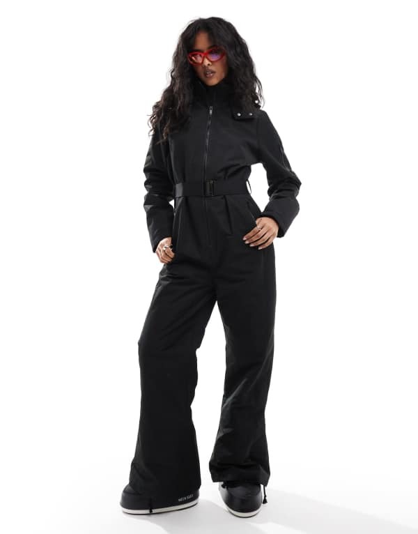 【送料無料】 スリードベア レディース ジャンプスーツ トップス Threadbare all in one ski suit in black Black