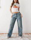 【送料無料】 ウィークデイ レディース デニムパンツ ボトムス Weekday Ample low waist baggy fit jeans in worn blue wash Cyan Dust(4)