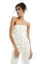【送料無料】 エイソス レディース ジャンプスーツ トップス ASOS DESIGN strapless denim jumpsuit in off white...