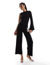 【送料無料】 エイソス レディース ジャンプスーツ トップス ASOS DESIGN one sleeve wide leg jumpsuit with tie...