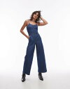 【送料無料】 リーバイス レディース ジャンプスーツ トップス Levi's wide leg bustier denim jumpsuit in mid bl...