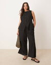 【送料無料】 エイソス レディース ジャンプスーツ トップス ASOS DESIGN Curve button down vest jumpsuit in bl...