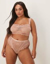 【送料無料】 エイソス レディース ブリーフパンツ アンダーウェア ASOS DESIGN Curve Ivy all over lace high waist brazilian briefs in peach Peach(4)